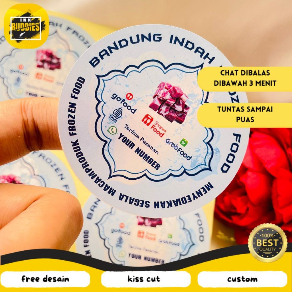 

INB Sticker Print Cetak Stiker Frozen Food Label Makanan Beku Produk Basah Bulat Chromo Murah