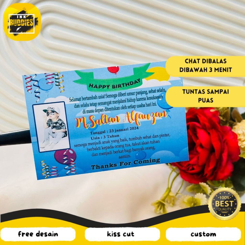 

INB Cetak Sticker Ulang Tahun Anak Custom Chromo Persegi Stiker Label Hampers Ultah Birthday