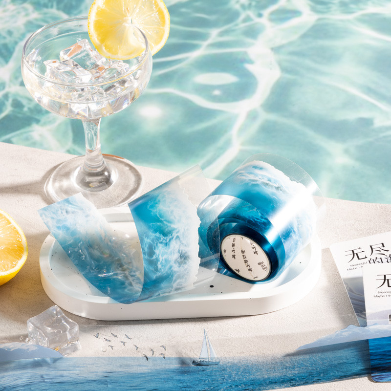 

6 types 50mm*2m Endless sea series Sea ripple theme stickers Scrapbooking Material handmade Diary Album Junk Journal Supplies