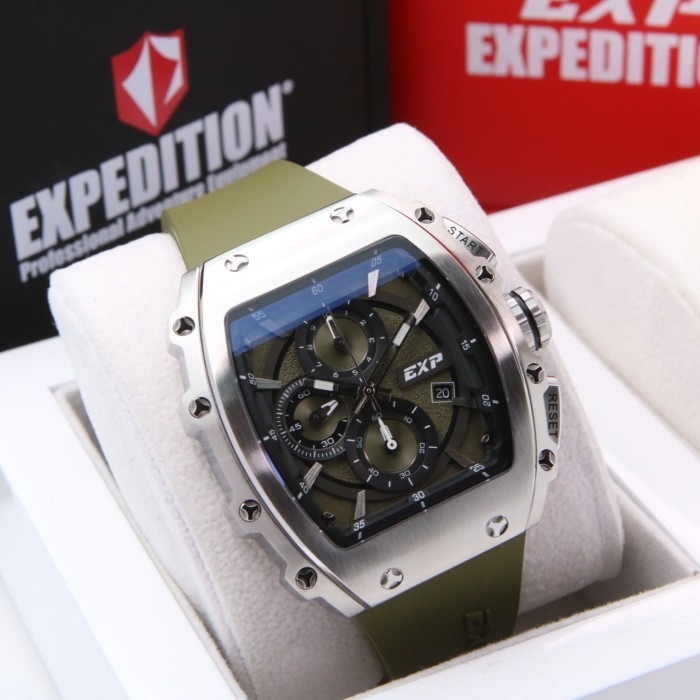 JAM TANGAN PRIA EXPEDITION E6846 / E 6846 SILVER GREEN ORIGINAL
