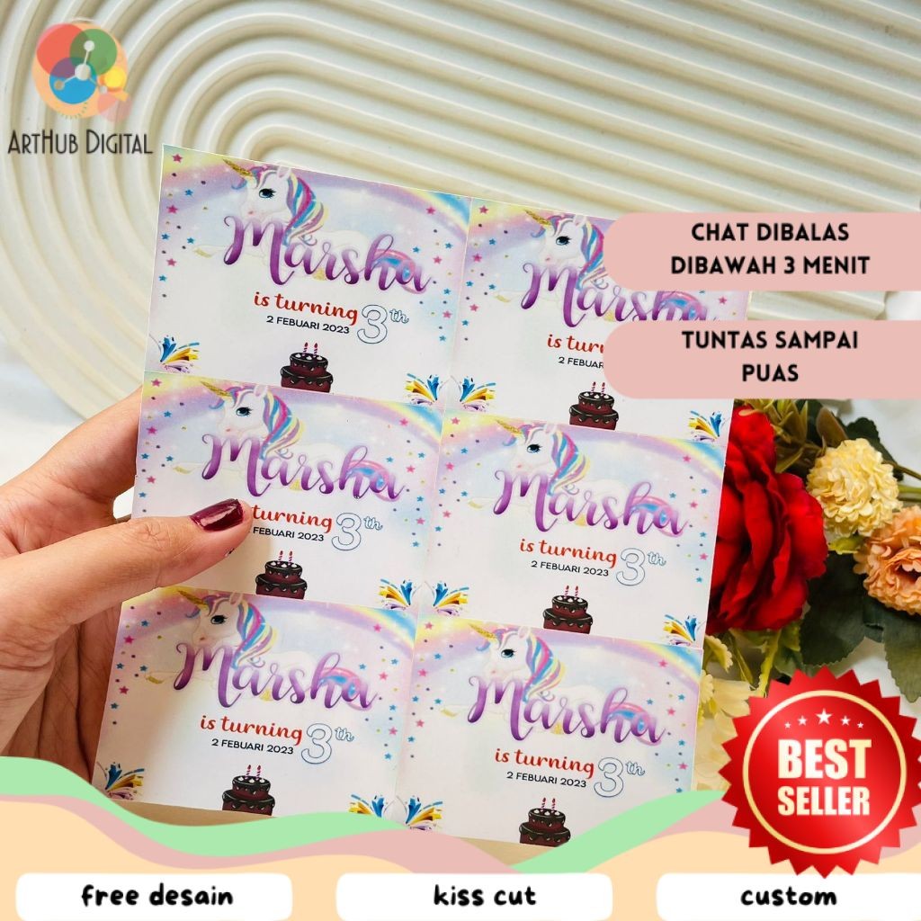 

AHD Print Sticker Ulang Tahun Anak Stiker Label Ultah Ulang Taun Bentuk Persegi Free Desain