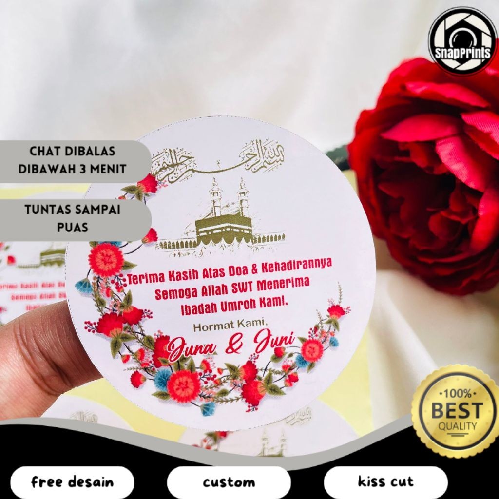 

SP 9-15 Print Cetak Sticker Hampers Snack Oleh Oleh Naik Haji Label Tasyakuran Umroh Bulat