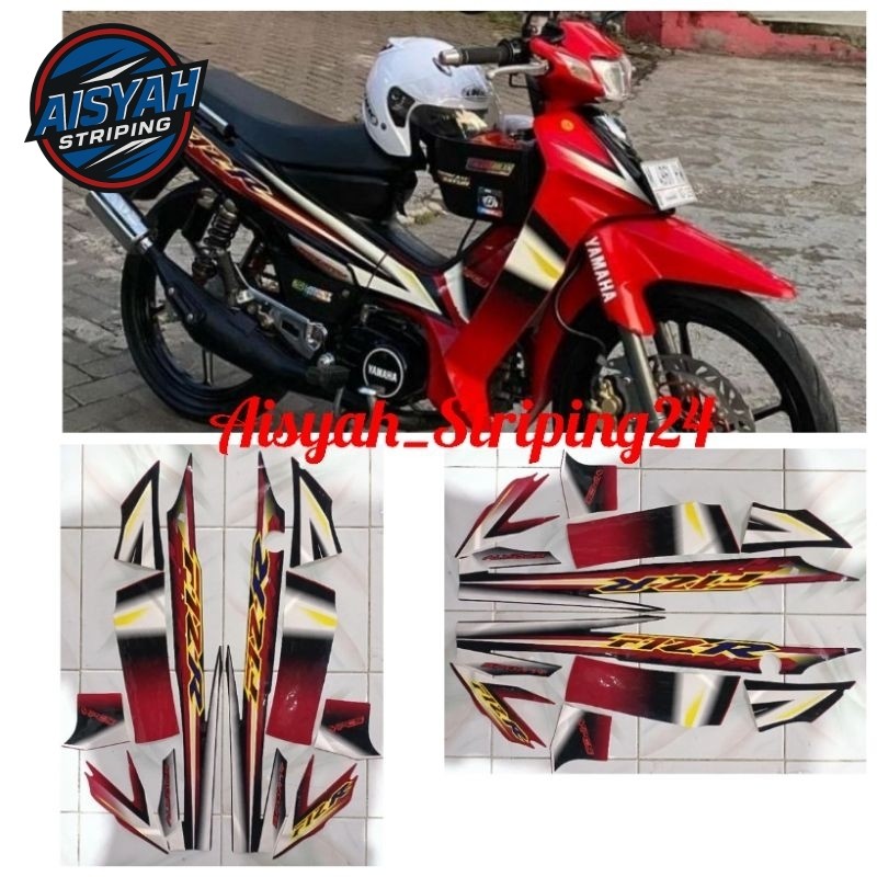 Striping stiker sticker lis bodi motor Yamaha FizR sporty 2003 hitam merah