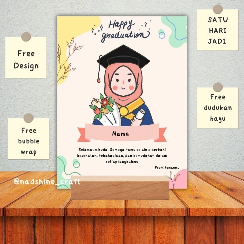 Kado Wisuda Animasi Frame Pajangan Duduk Custom