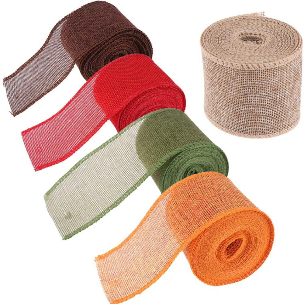 

3M/Roll 6cm Burlap Ribbon Colorful Natural Jute Ribbon Jute Fabric Ribbon for DIY Wrapping Crafts Wedding Decoration