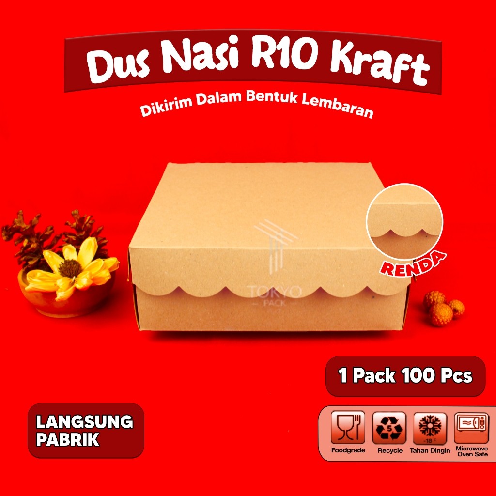 

TEBUS MURAH Box Dus Nasi Kraft Renda R10 20x20 Kotak Katering 310gsm TERLARIS