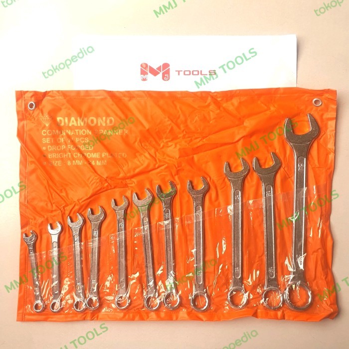 Kunci Ring Pas Set Diamond 11 pcs 8-22mm - DIAMOND Kunci Ring Pas Set