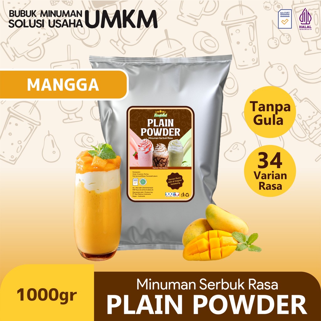 

Bubuk Minuman Tanpa Gula Powder Drink No Sugar Plain Powder Rasa Mango 1kg