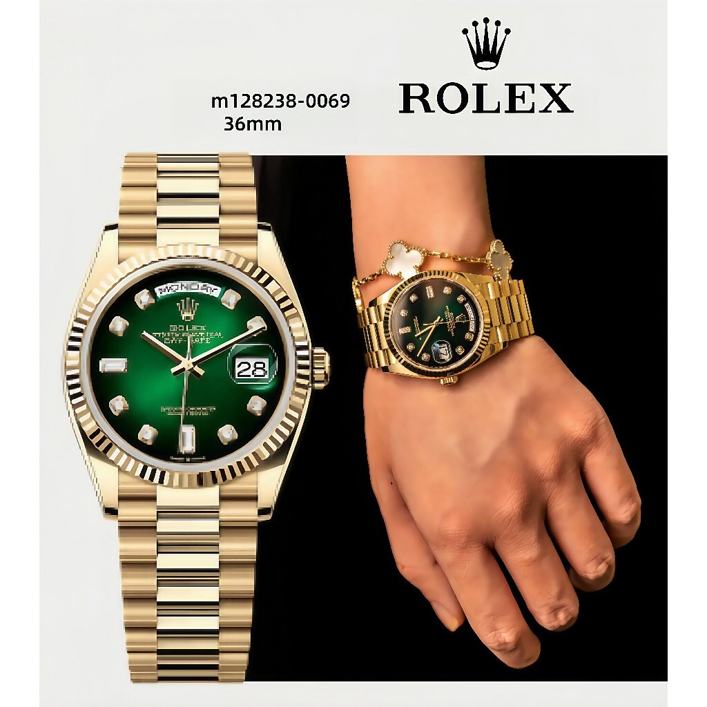 Rolex【100% ASLI】Rolex M128238-0069 Weekly Calendar Smoked Green Automatic Mechanical Movement 100m W