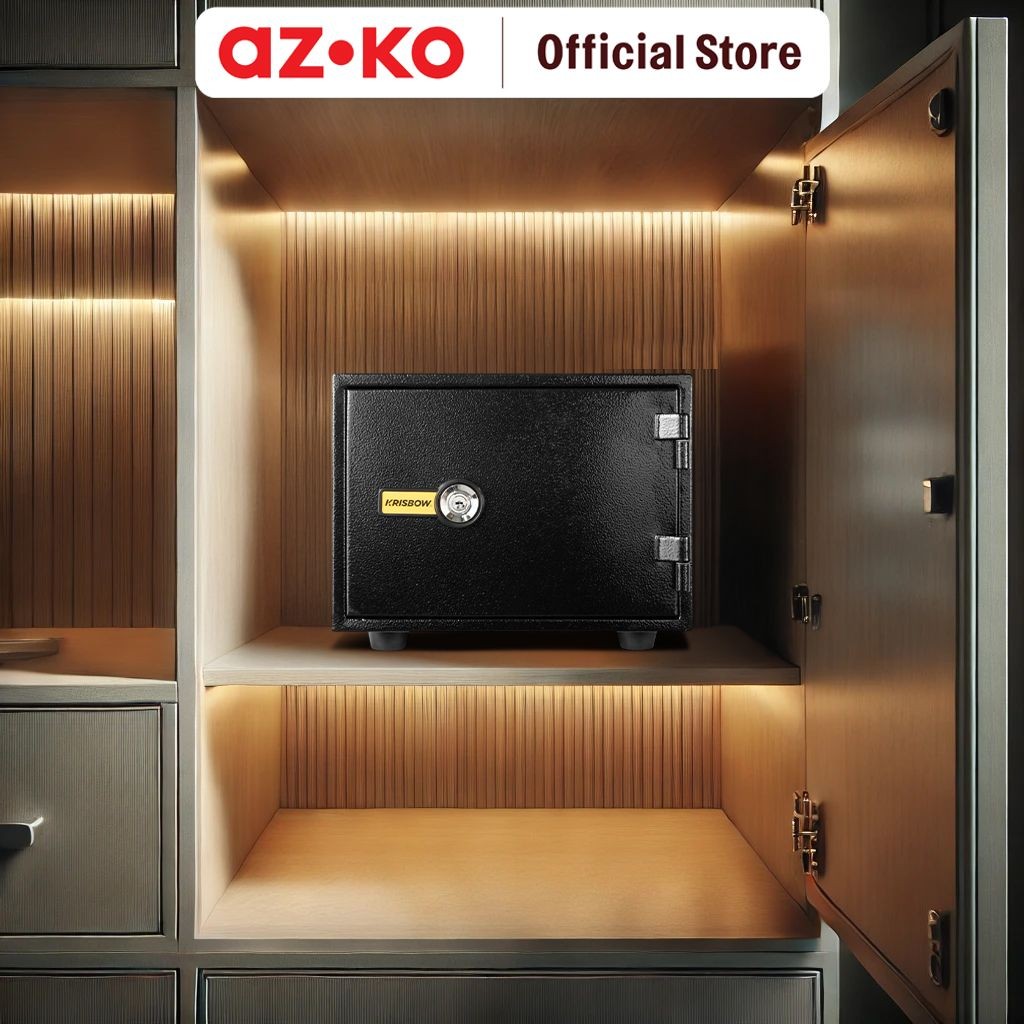 AZKO Krisbow 42x35x30 cm Brankas Tahan Api Yb300ak - Hitam Brangkas Safety Box Tempat Barang Berharg
