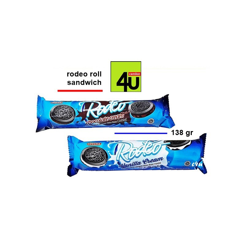 

pekanbaru / Serena RODEO - Biskuit Sandwich Coklat isi Krim - 138 gr ROLL / khong guan togo