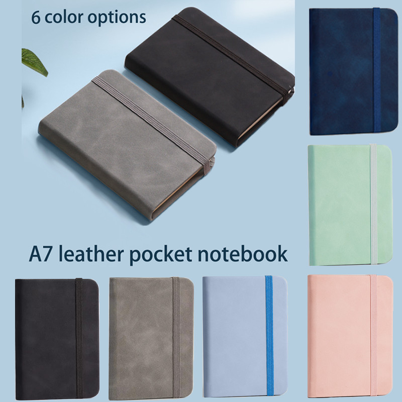 

1PCS A7 Leather Pocket Notebook 100Sheets Portable Mini Notepad School Office Supplies For Business Meetings