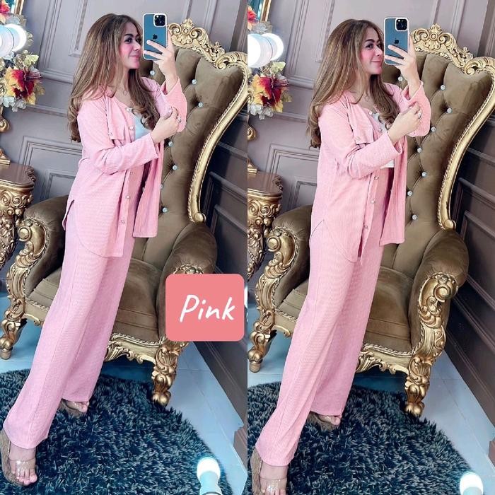 SALE - oneset Cleo by rgb setelan Celana Panjang - saku pink