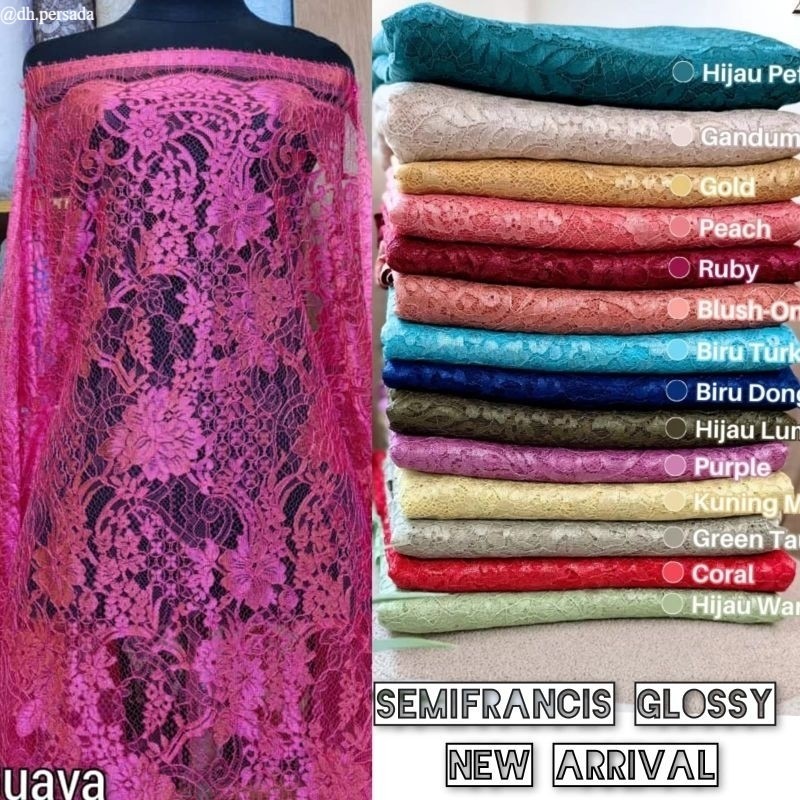 Bakal Kebaya Kain Brokat Semi Prancis Metalik