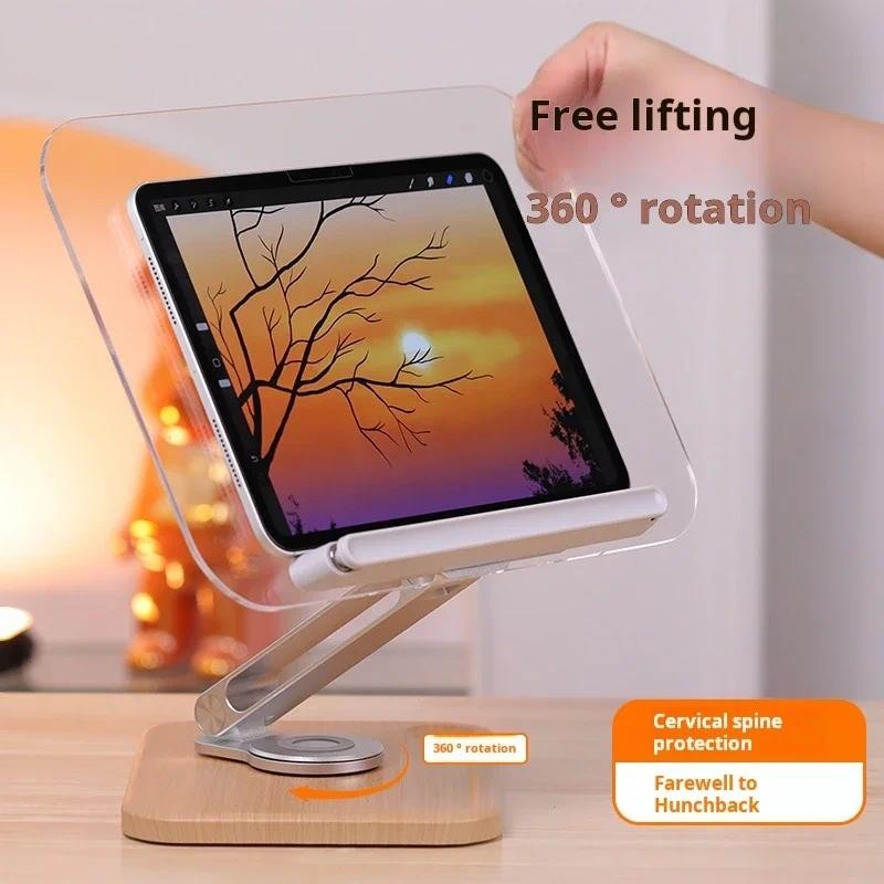 

Multi-Functional Liftable Book Holder 360° Rotating Wooden and Transparent Acrylic book reading stand