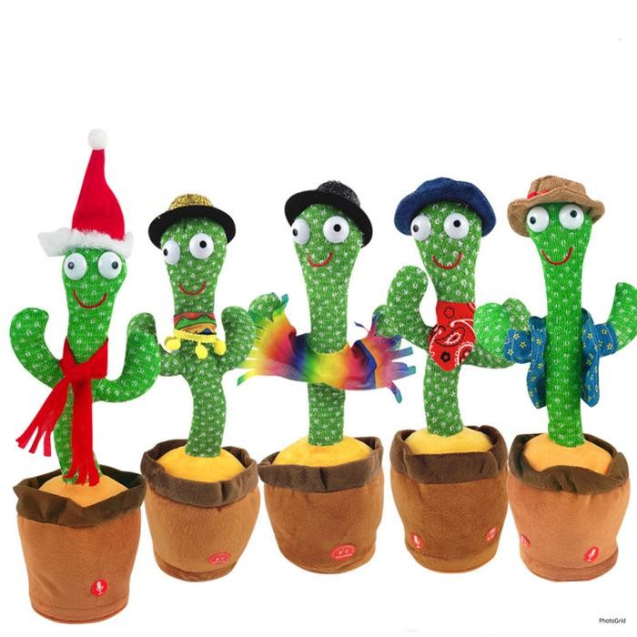 promo  -HAPPYTOYS.888 Cactus Toy Boneka Pintar Kaktus Joget Joged Goyang Bisa Ngomong Rekam Bicara M