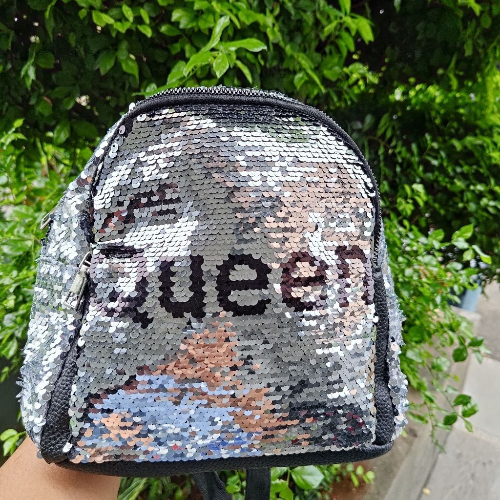 TAS RANSEL ANAK SEQUIN TULISAN QUEEN / TAS SEKOLAH ANAK SEQUIN / TAS ANAK SEQUIN PAYET
