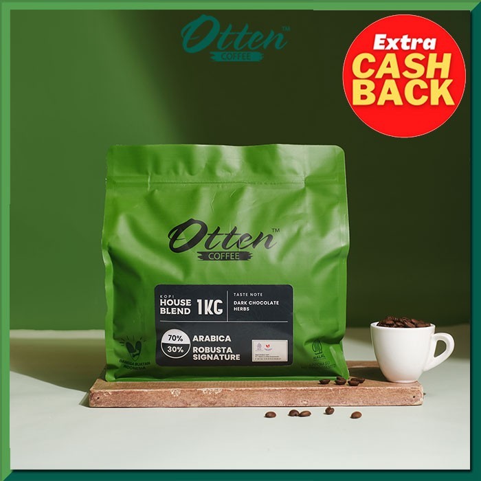 

Biji Bubuk Kopi 70% Arabica 30% Robusta Signature House Blend 1kg Otten Coffee - Wholebean