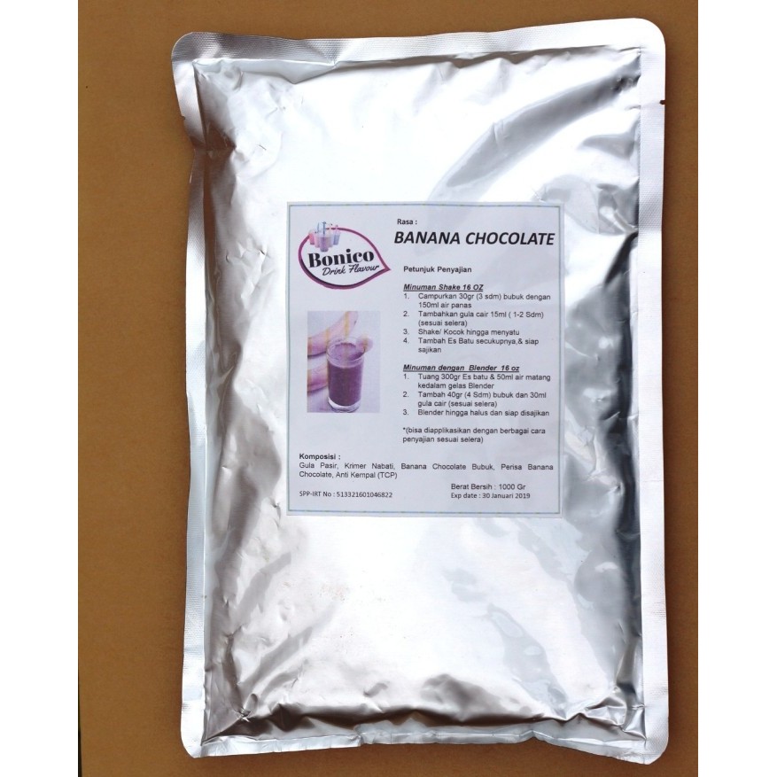 BONICO BANANA drink powder 1kg Bubuk minuman milk Pisang ice blend - BANANA