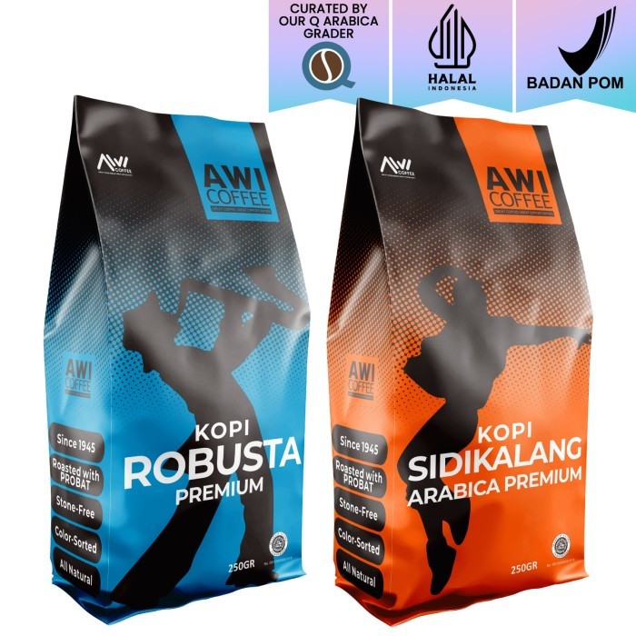 

AWI COFFEE SIDIKALANG ARABICA PREMIUM 250GR+ROBUSTA SIDIKALANG PREMIUM - BIJI KE KASAR