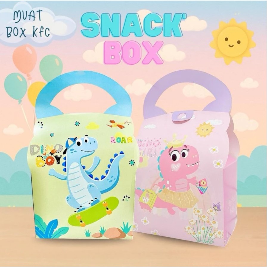 

TAS KOTAK HAMPERS SNACK BOX DINO BESAR / KOTAK HADIAH DINO MUAT KFC BOX LUCU