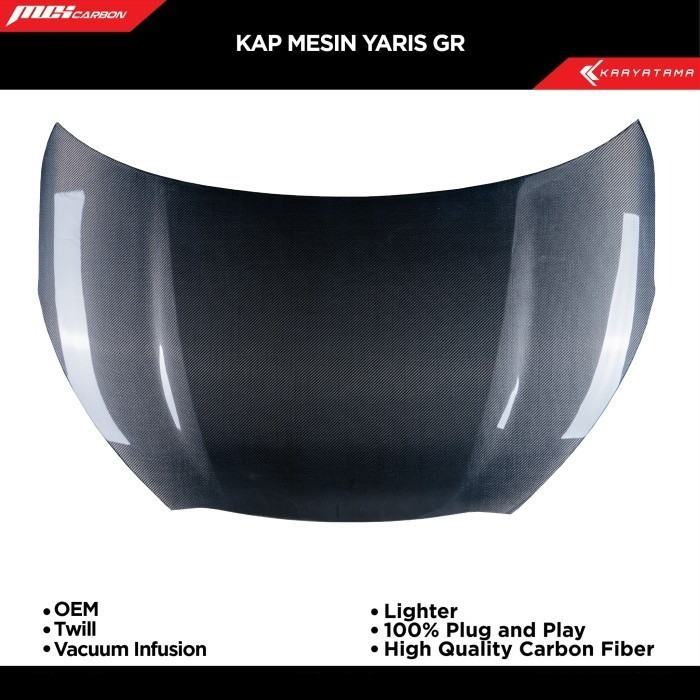 Kap Mesin Carbon Yaris GR OEM Style | MCI Carbon by Karyatama