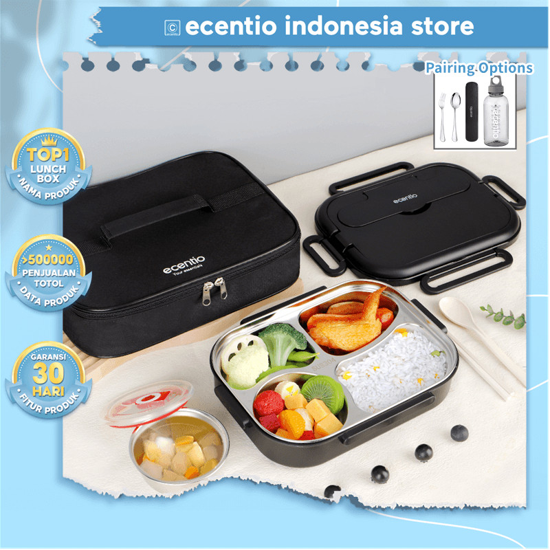 ecentio Lunch Bag tas bekal makanan set/tas makanan/totebag/tas kecil/tas karakter/Tas piknik kotak 