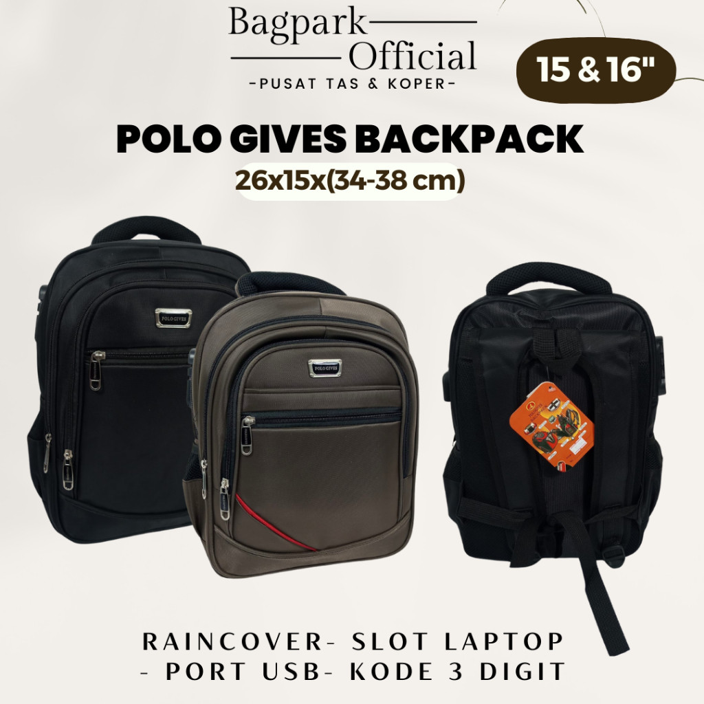 BAHAN PREMIUM / ( 14 Inch & 15 Inch ) POLO Tas Laptop Backpack Laptop Pria Polo Gives Polo LINE Tas 