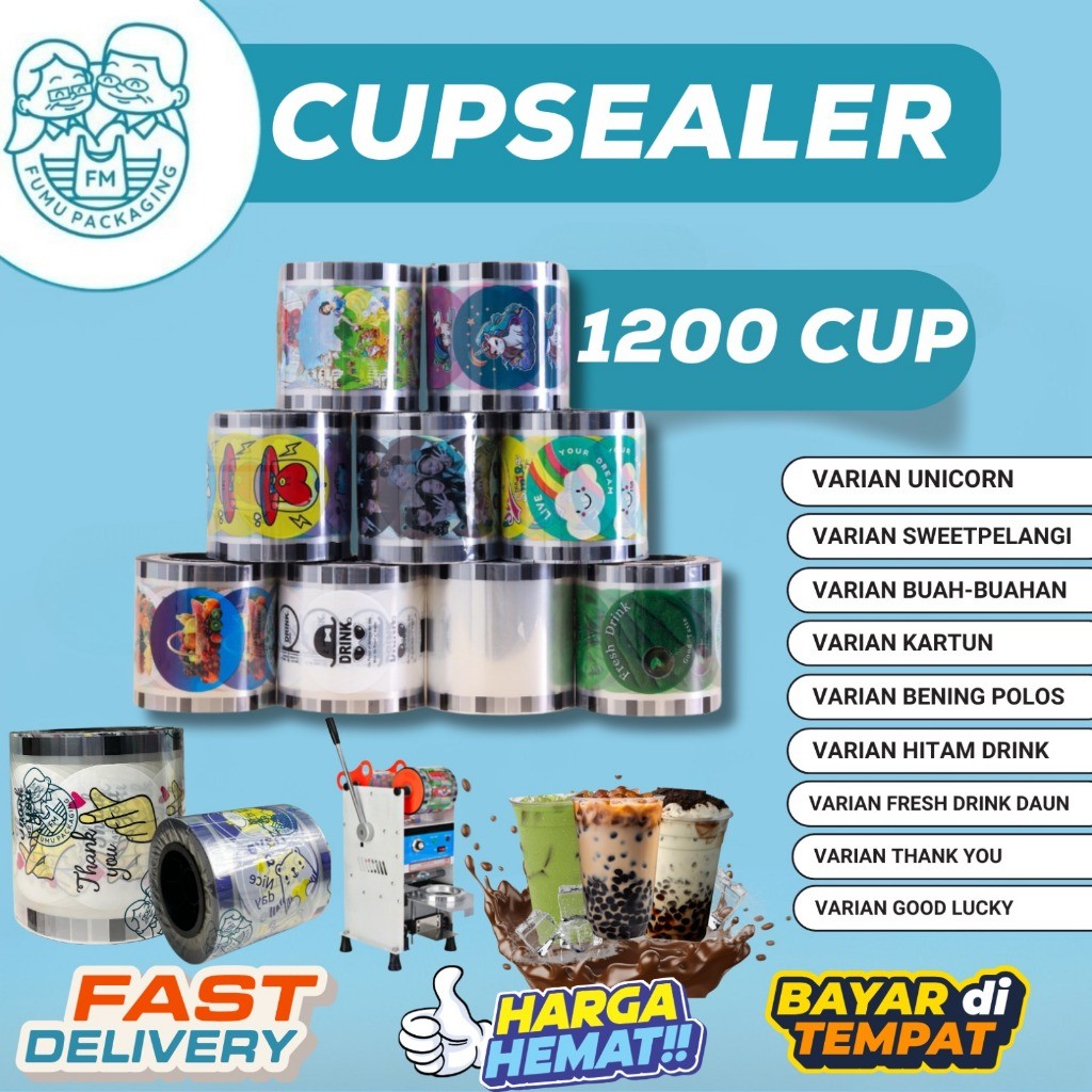 Cup Sealer isi 1200 cup/Plastik lid cup sealer/Tutup gelas/tutup minuman gelas/cup minuman termurah