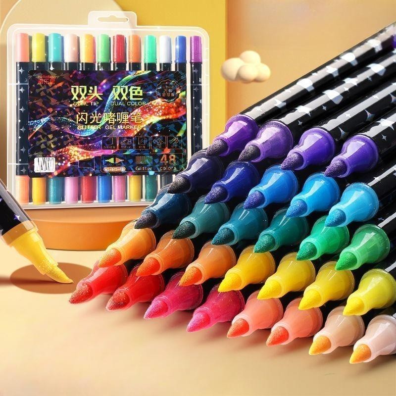 

SpidoL 2 Ujung Glow Fluorescent Glitter Pen Warna Cerah Untuk Bullet Journal Menulis Mewarnai Seni DIY Indonesia