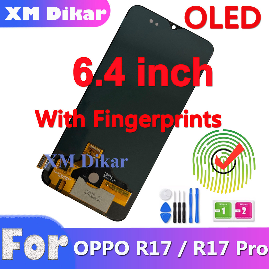 6.4'' OLED LCD For OPPO R17 Pro CPH1879 PBEM00 CPH1877 PBDM00 Display Touch Screen Digitizer Assembl