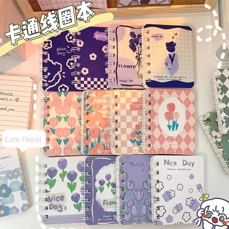 

1pc Random Mini Pocket Notepad Retro Floral Cute Flower Small Notebook A7 80 Sheet Journal Kawaii Stationery Scrapbooking Diary