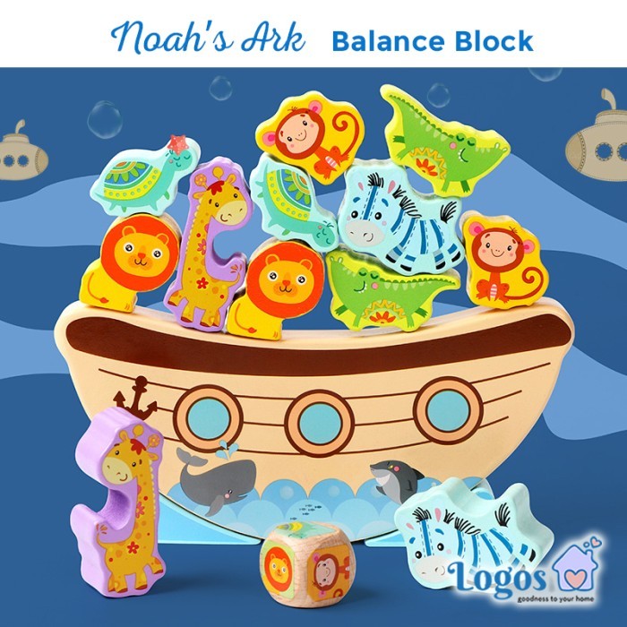 "D.LTA" - SALE Noah's Ark Balance Block Animal Wooden Toy Mainan edukasi anak moon