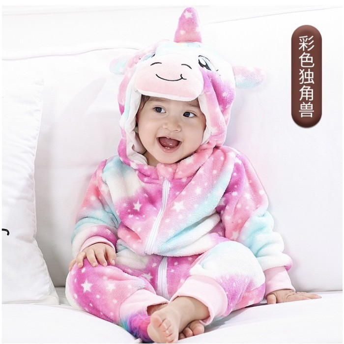 Baju piyama kostum anak bayi onesie animal hewan lucu import 0T-5T - Unicorn starrry, 90