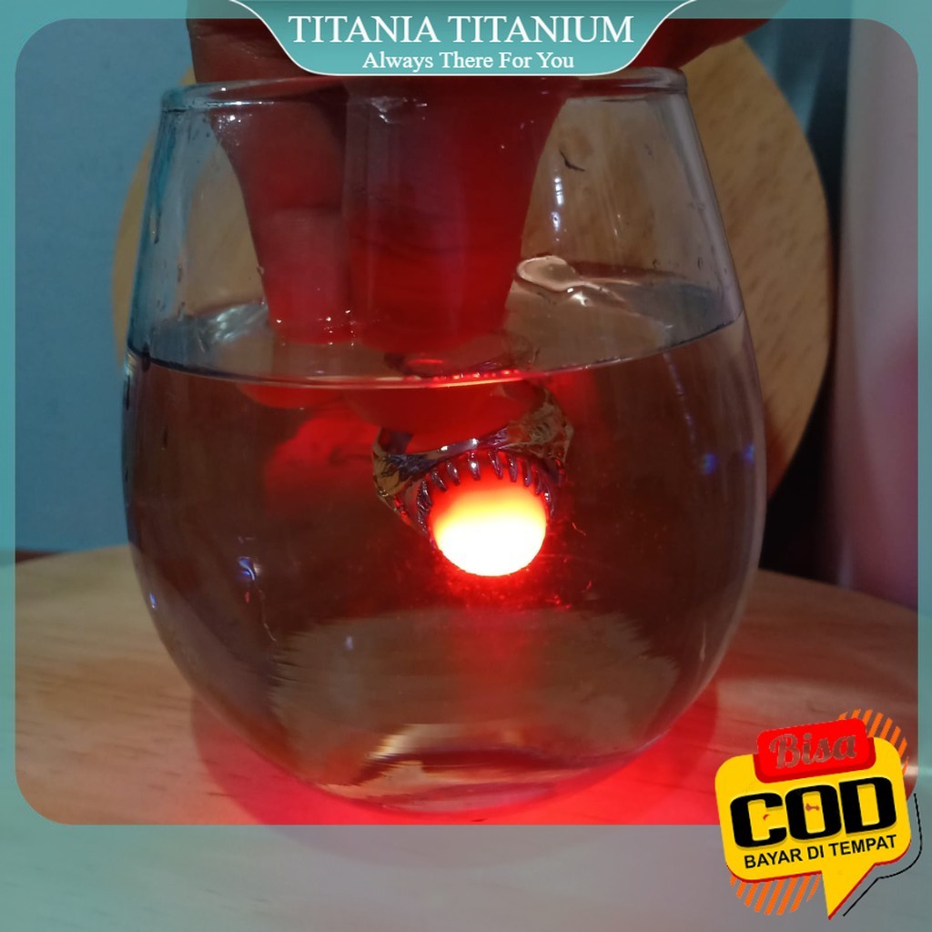 TITANIA AYO COD. Cincin Batu merah Delima, Batu Hijau Jambrud & Batu Biru Safir, Bisa Menyala Dalam 