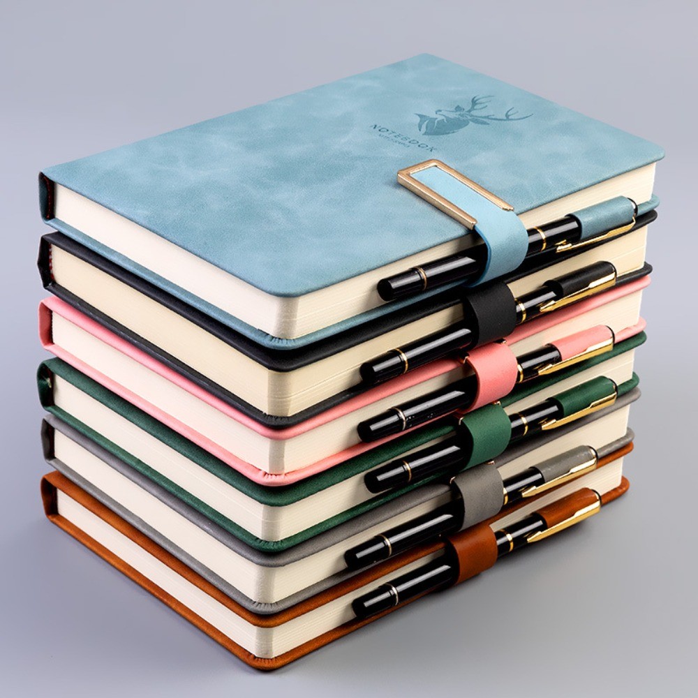 

2024 Portable Business Notebook 160 Pages Student Leather A5 Notebook Stationery with Buckle Meeting Planner School Office