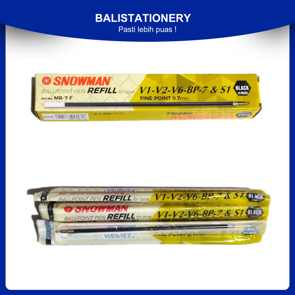 

Refill Isi Tinta Pulpen Pena Snowman MR-7 F V1,V2,V6,BP-7,S1 Hitam 0.7