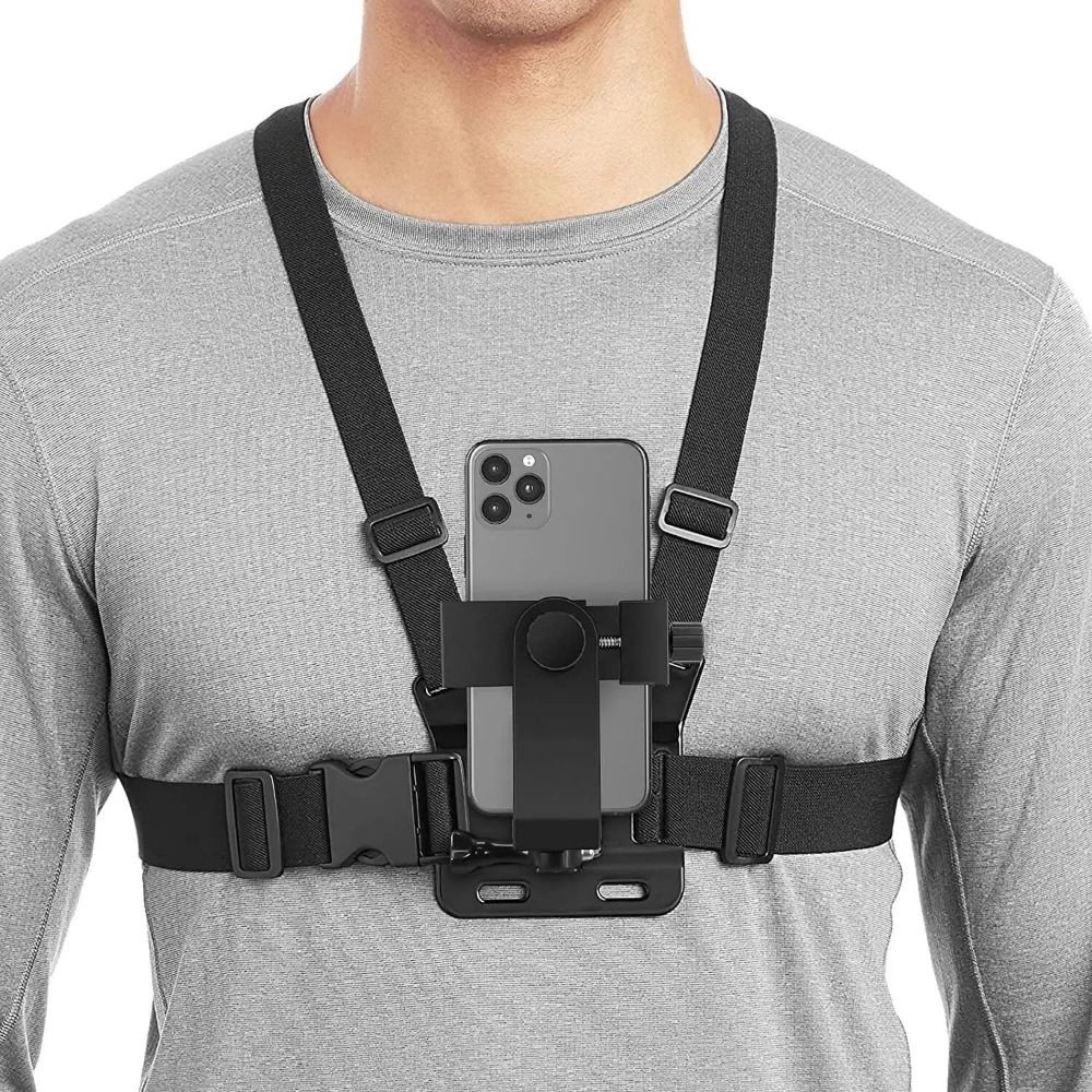 

Adjustable Phone Chest Harness Holder Release of Hands Strong Stability Chest Strap Fixation Bracket Easy To Install Anti-slip