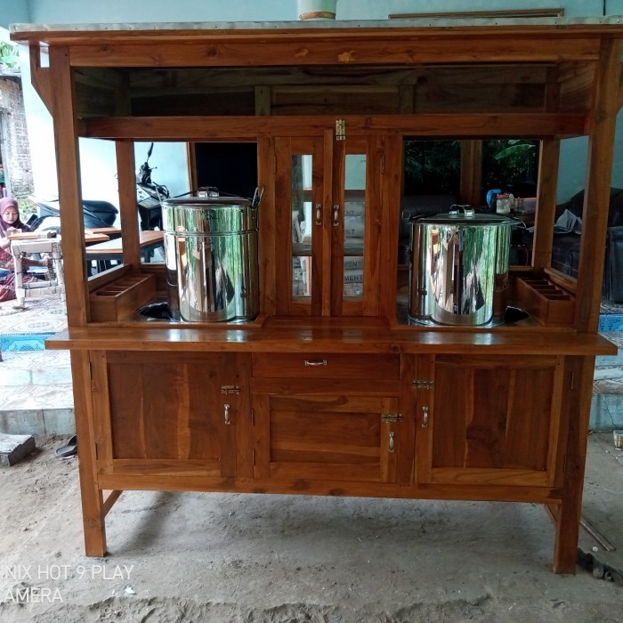 gerobak bakso mie ayam dan dua dandang kayu jati free ongkir