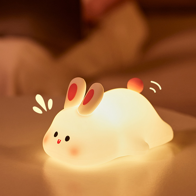 

Big Face Rabbit Night Light Cute Silicone Rabbit Cartoon Soft Lamp Touch Night Light Children Sleep Light Room Decoration Gift