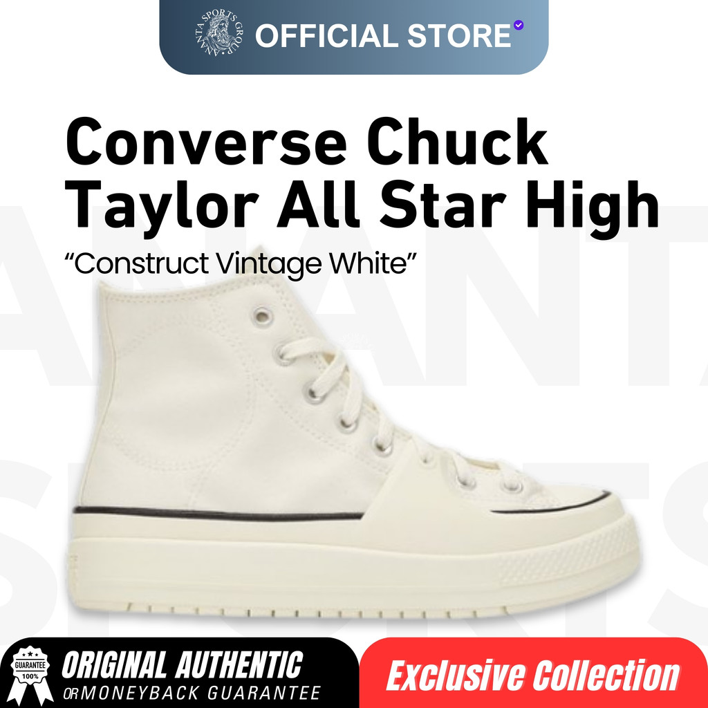 Sepatu Converse Chuck Taylor All Star Hi Construct Vintage White Original