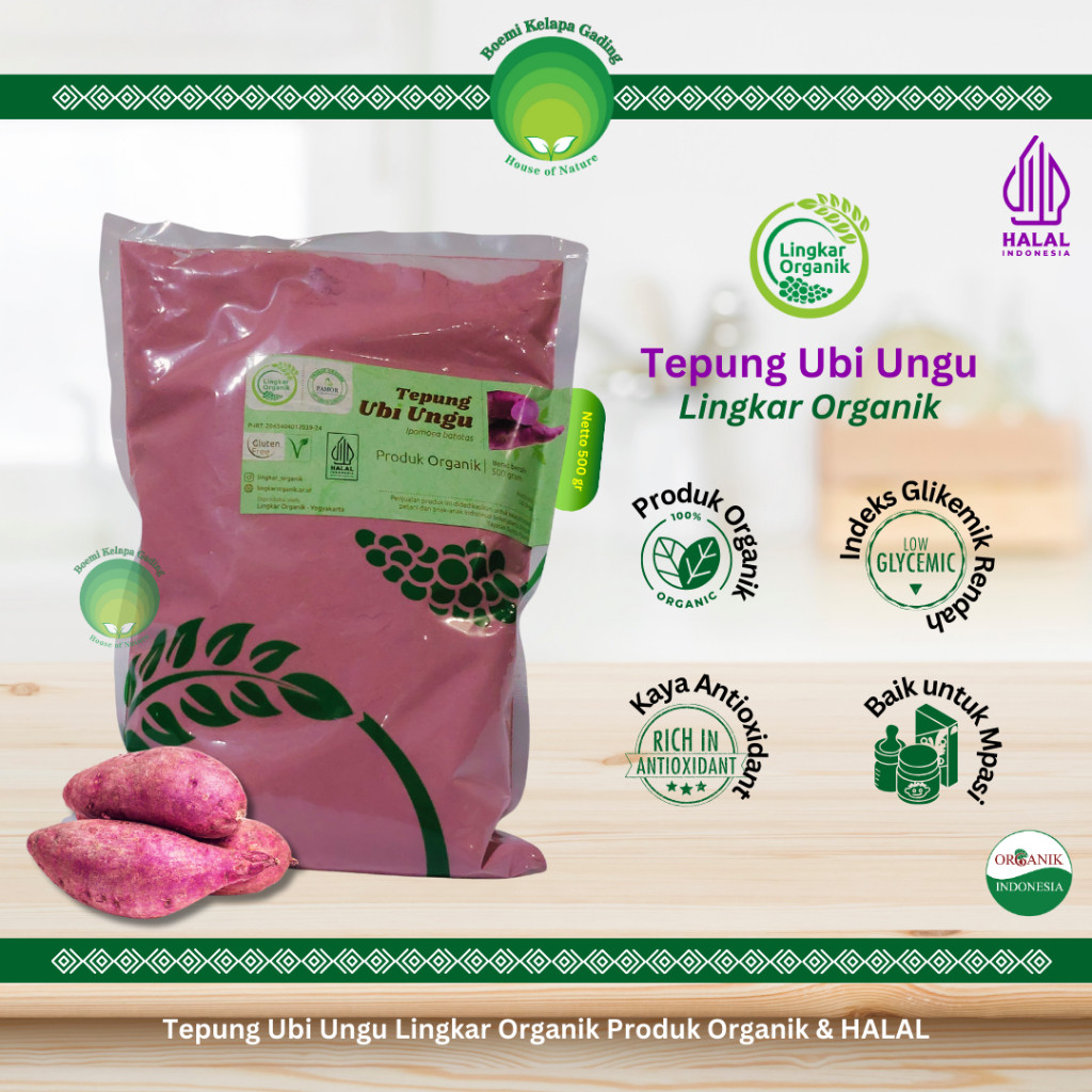 

Tepung Ubi Ungu Purple Sweet Potato Flour 500 gram Halal Produk MPASI Natural Lingkar Organik