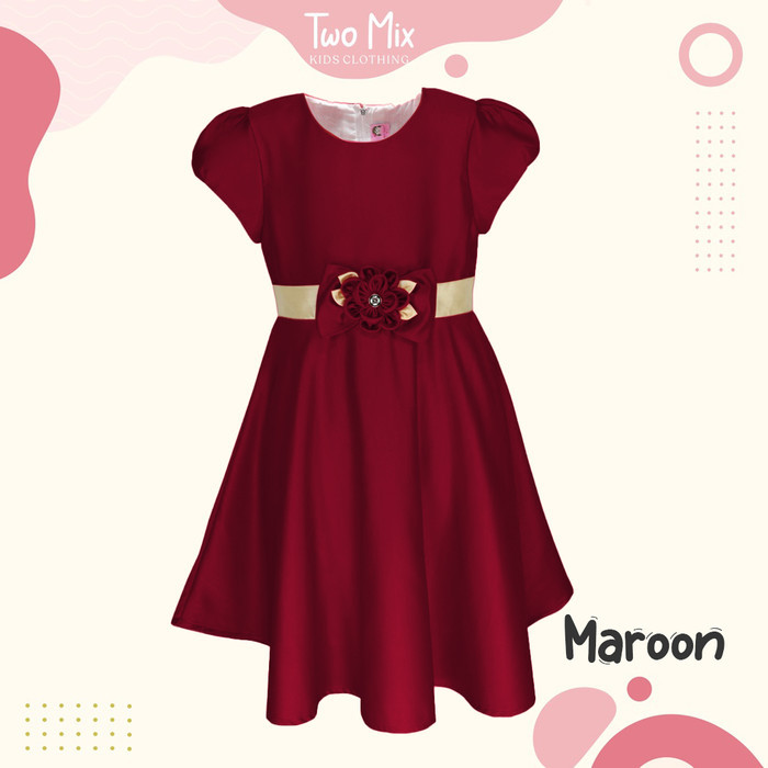 ✨Virtual.C✨ -TERBARU Two Mix Baju Anak Imlek - Dres Anak Perempuan Usia 1-12 Tahun 4242 - Maroon, 2