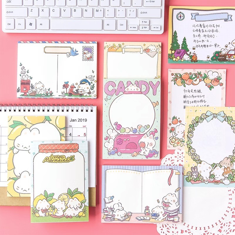 

Korean version of cute cat large note pad cartoon tearable message pad note memo note paper 50 sheets