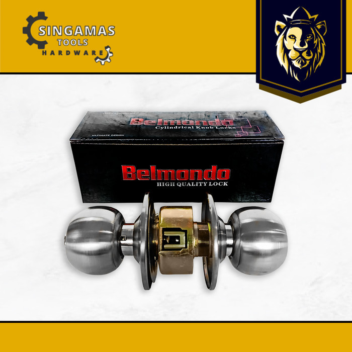 BELMONDO Kunci Pintu Handle Bulat Stainless Steel Set - Cylindrical Knob Lock