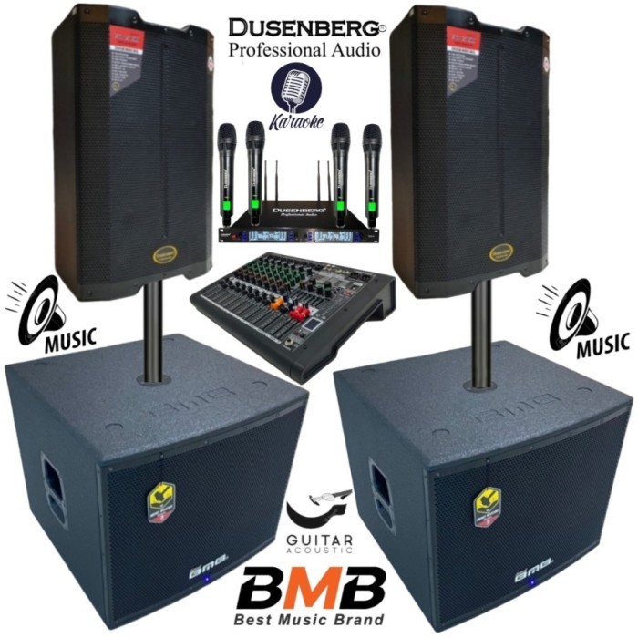 PAKET SOUND SYSTEM PROFESSIONAL,2 BMB SUBWOOFER 18 IN,DUSENBERG 15 IN