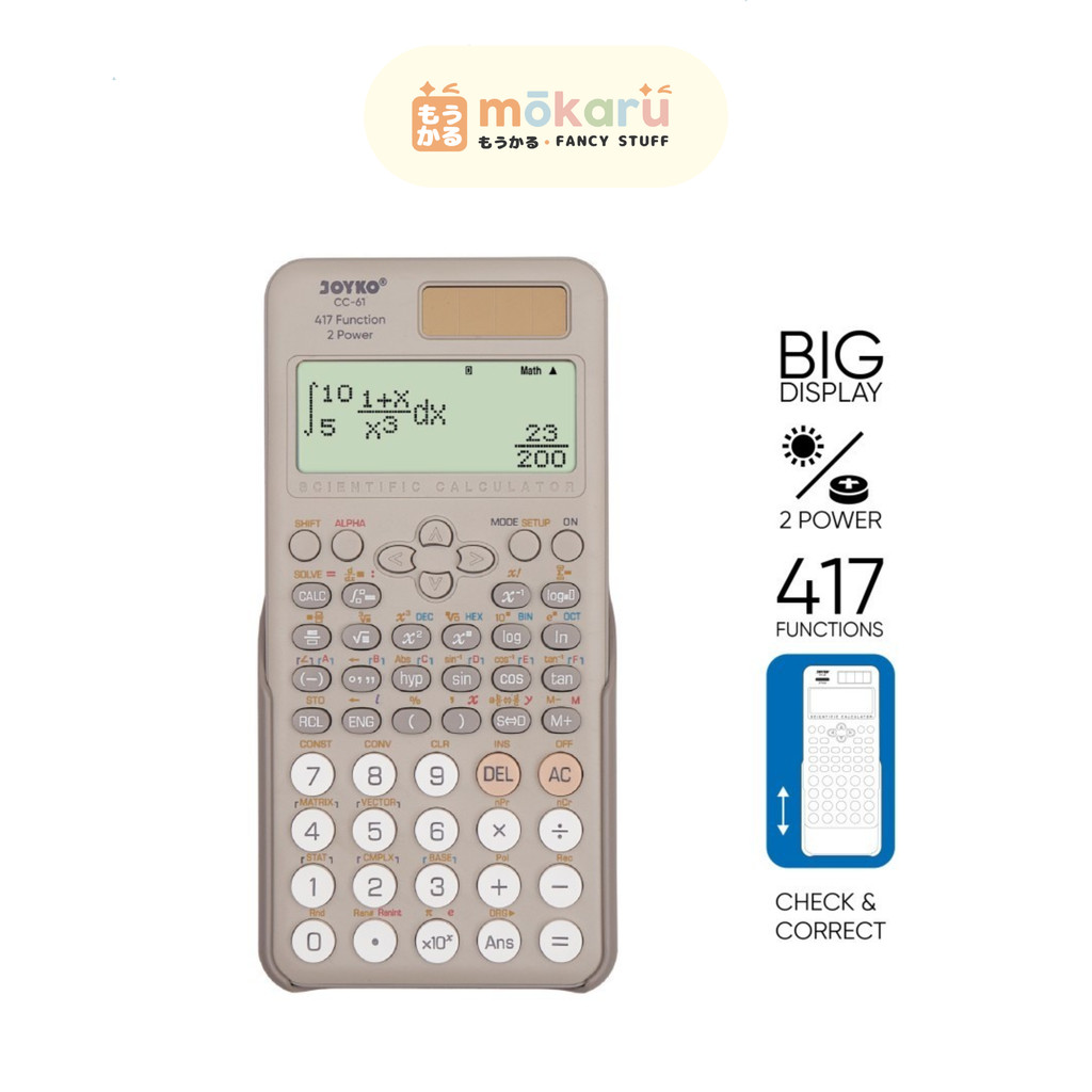 

Joyko Calculator CC-61 Scientific 417 Functions / Kalkulator Ilmiah