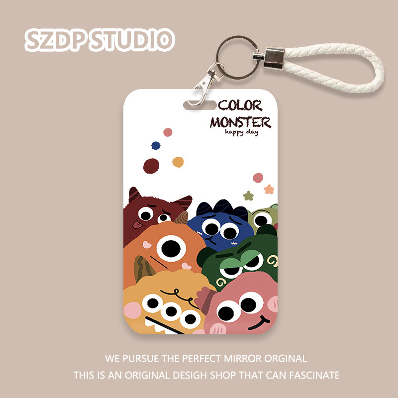 

ID CARD Pola briket monster warna-warni kartun Korea, penutup pelindung gantungan kunci terintegrasi kawaii lucu, penutup pelindung kartu bank, kartu ID, penutup pelindung kartu bus