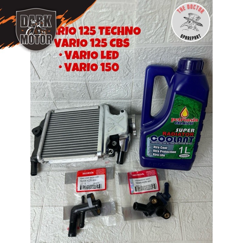 Paket Radiator (KZR)+Air Radiator+Termostat+Selang Buat Motor Vario 125 Tecno, Vario 125 Cbs, Vario 