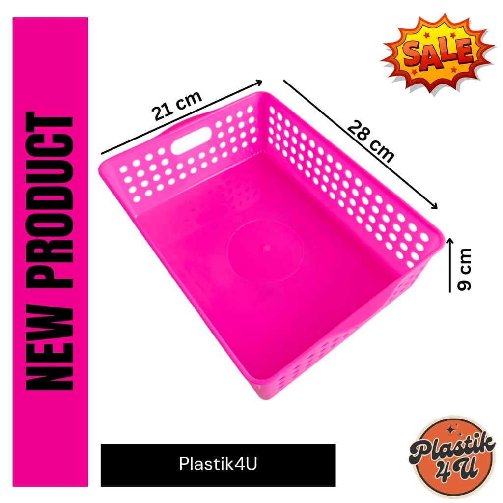 Keranjang Storage Plastik Serbaguna Pink | Storage Organizer Serbaguna Bahan Plastik | Warna Pink